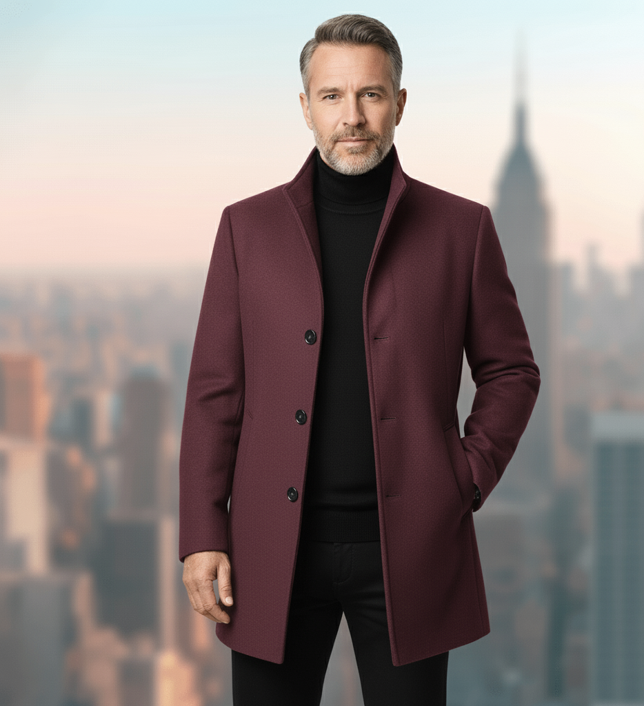 Business-Mantel mit hohem Stehkragen