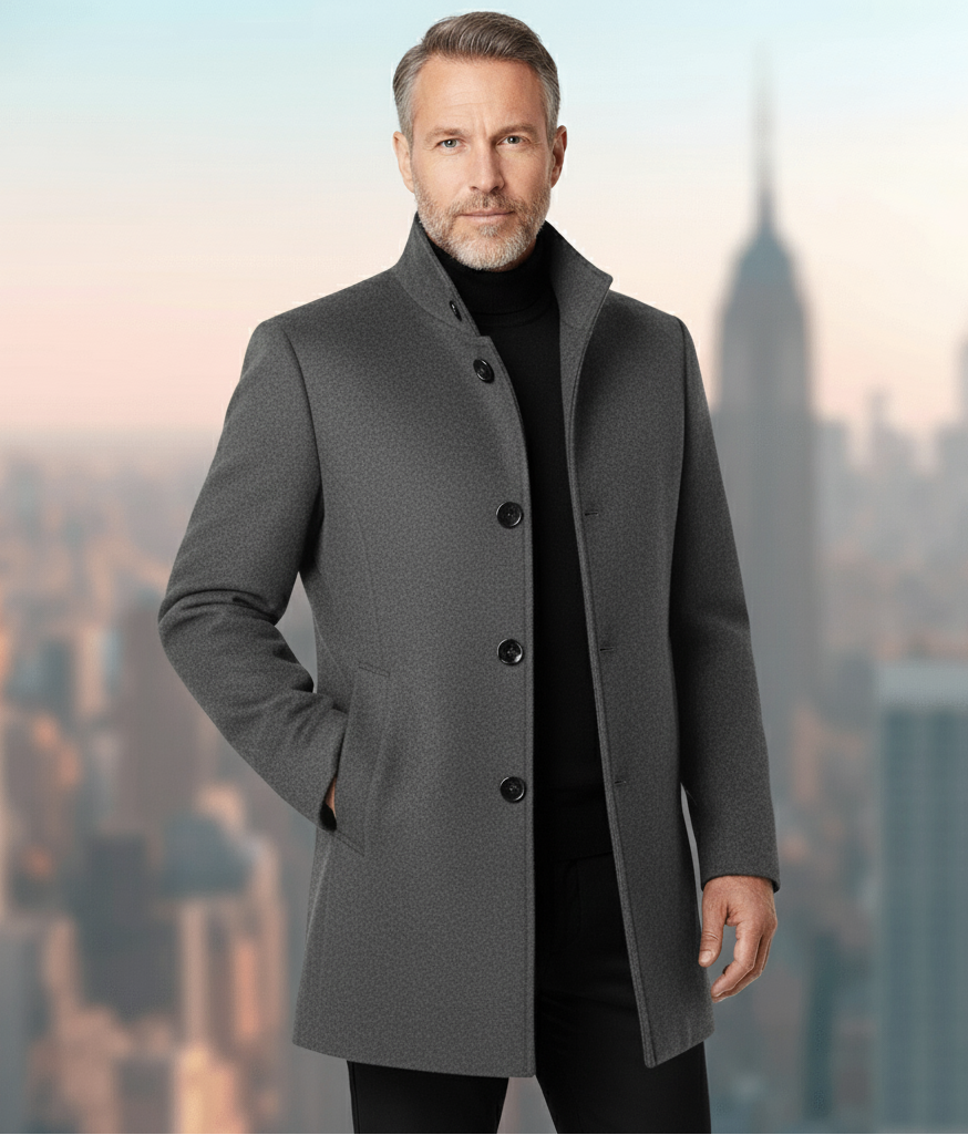 Business-Mantel mit hohem Stehkragen