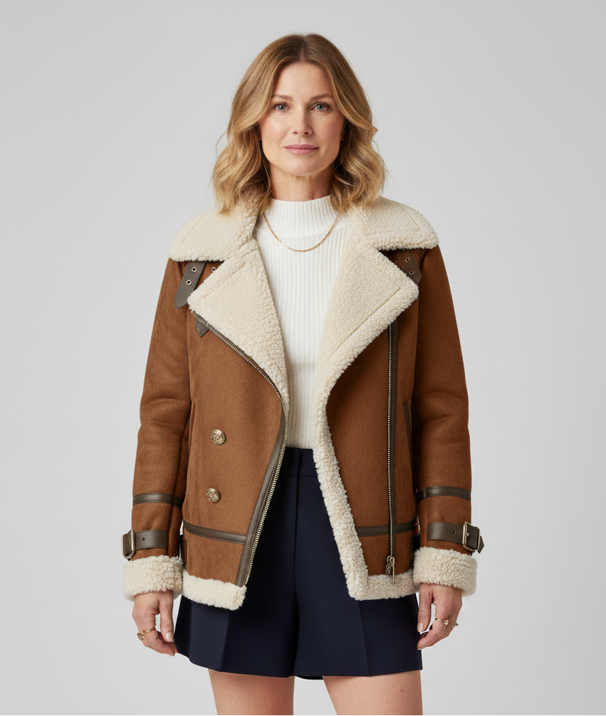 Damen Teddyjacke Mit Umlegekragen – Weiche Herbst/Winterjacke