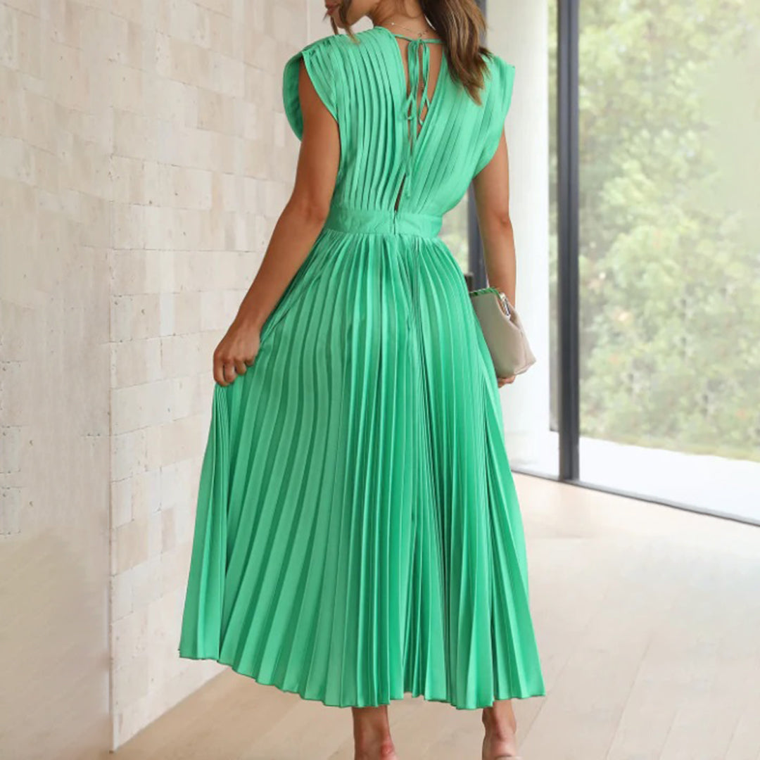 Damen Plissiertes Neckholder Hochzeitsgast Maxi Kleid