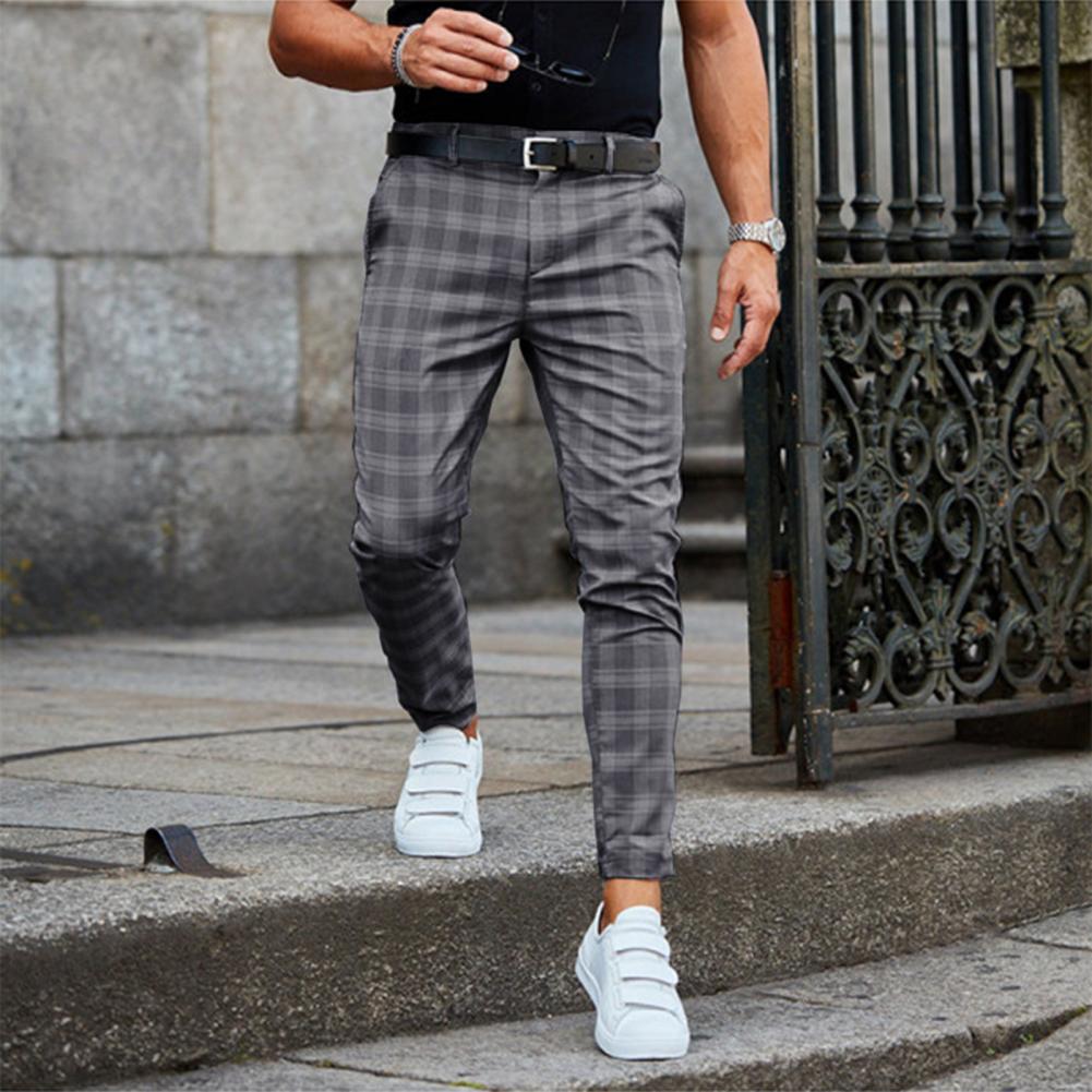 Herren Slim Fit Karierte Casual Chino Hose