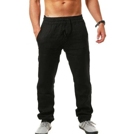 Herren Leinen Freizeit Sommerhose mit Kordelzug