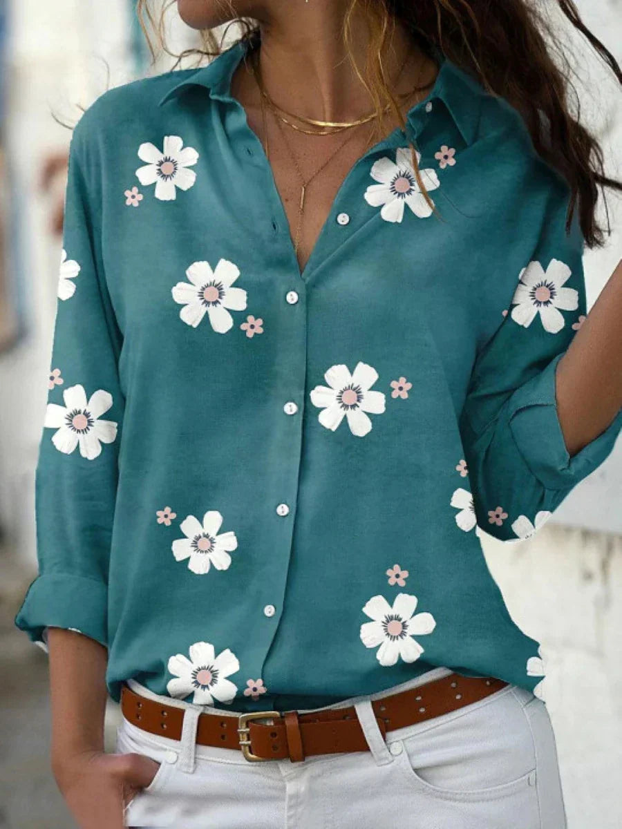 Nane | Damen Knopfleiste Florale Sommerbluse