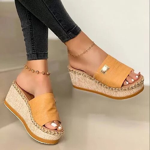 Damen Slip On Keilsohle Pantolette