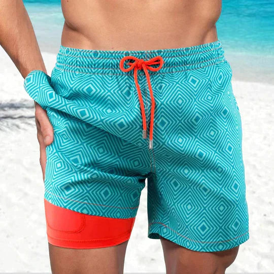 Herren Sportlicher Slim Fit Badehose mit Innenfutter