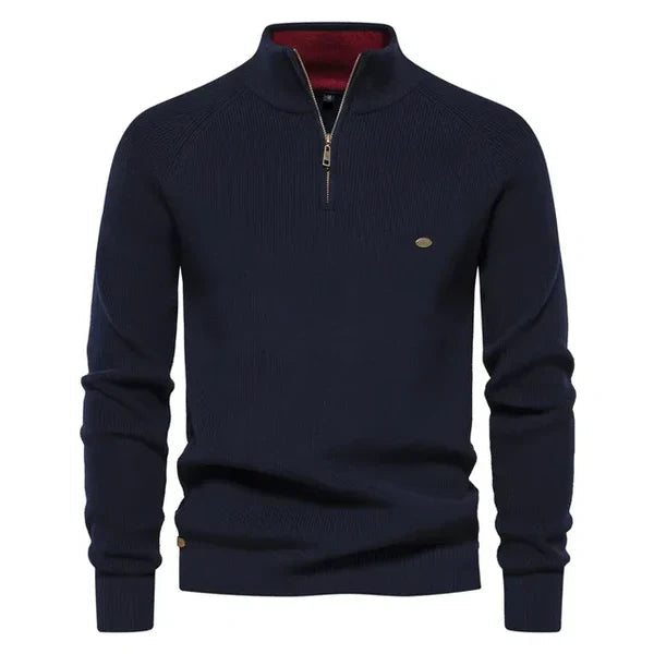 Herren Stehkragen Reißverschluss Half Zip Pullover