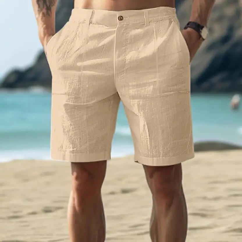 Herren Relaxed Fit Sommer Leinen Shorts