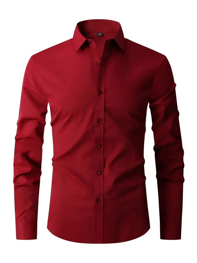 Herren Sommer Slim Fit Knopfleiste Hemd