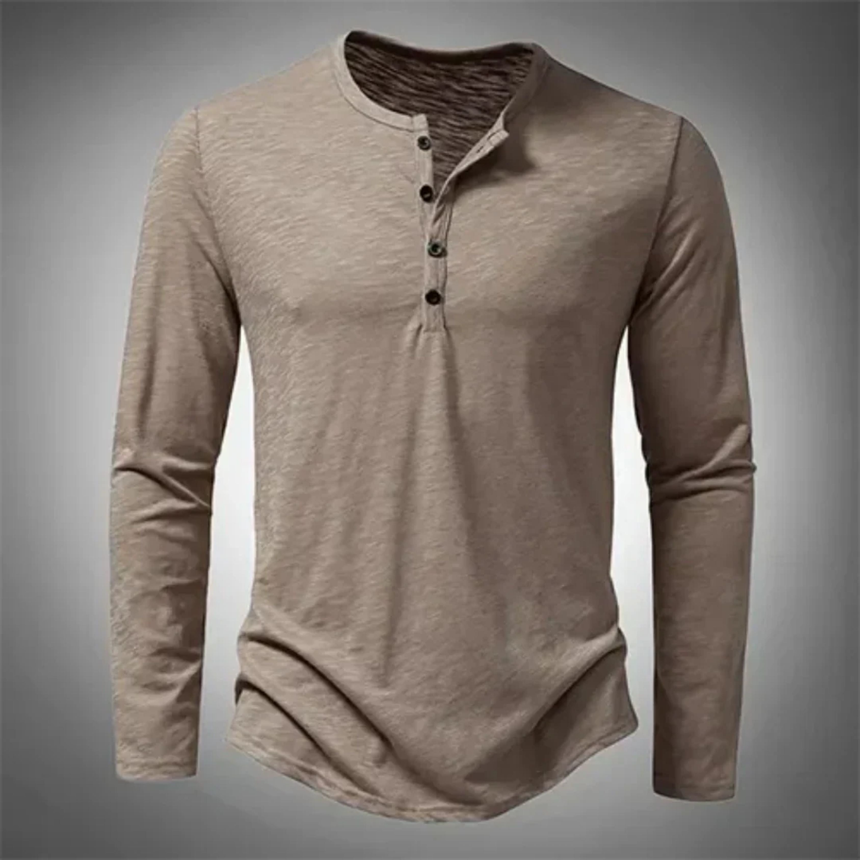 Herren Henley Langarmshirt | Lässiges Halbgeknöpftes Oberteil