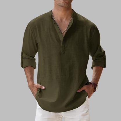 Herren Relaxed Fit Sommer Henley Hemd