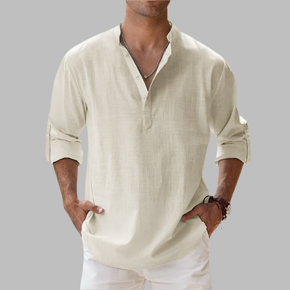 Herren Relaxed Fit Sommer Henley Hemd
