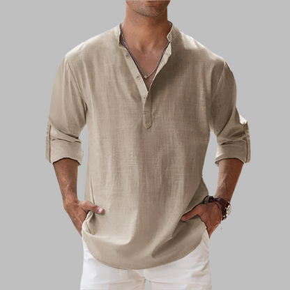 Herren Relaxed Fit Sommer Henley Hemd