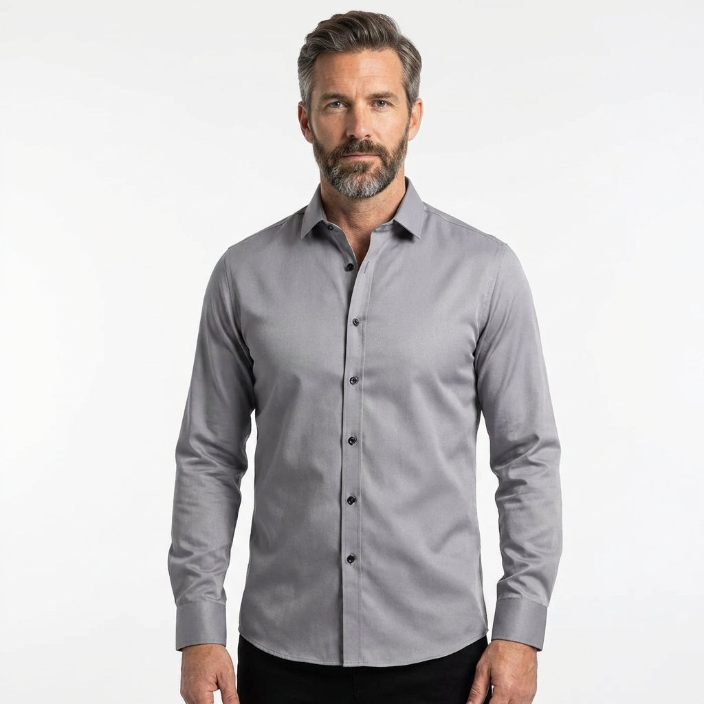 Herren Hemd Businesshemd Langarm mit Knopfverschluss