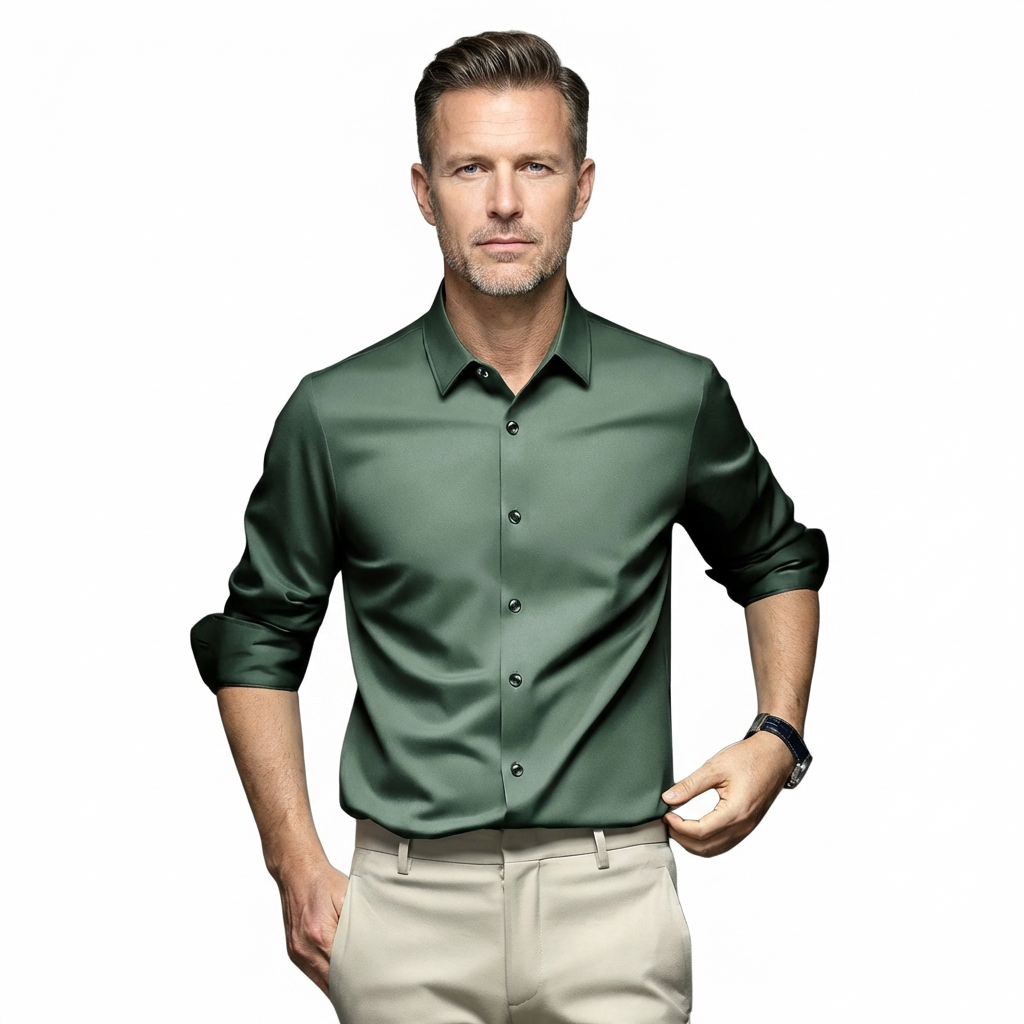 Herren Hemd Langarm mit Knopfverschluss Slim Fit