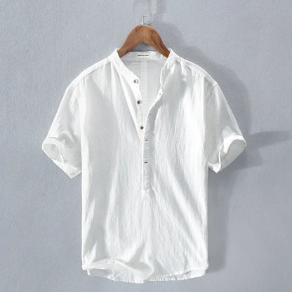 Herren Casual Kurzarm Hemd mit Stehkragen