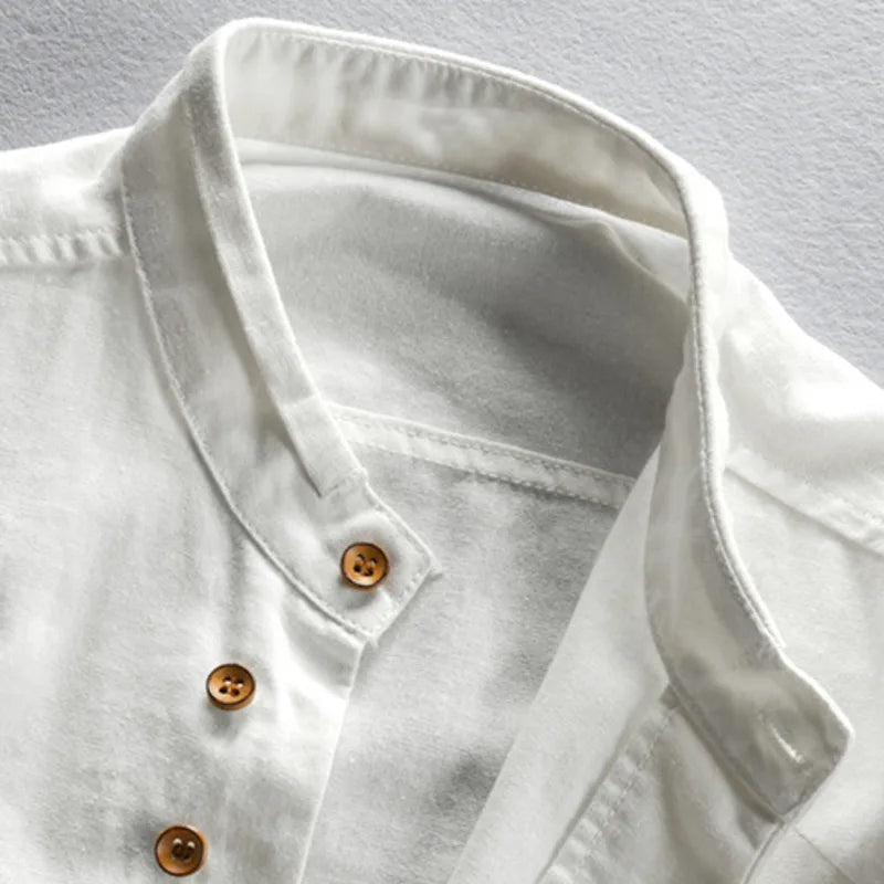 Herren Stehkragen Hemd im zeitlosen Design | Lange Ärmel