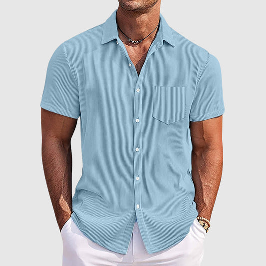 Herren Kurzarm Gestreift Sommer Hemd