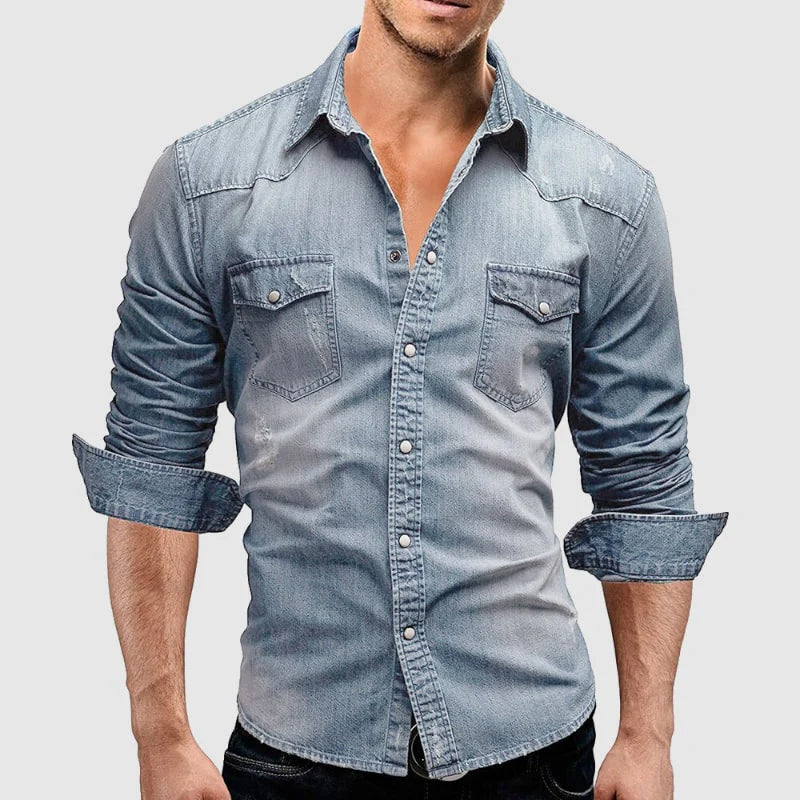 Herren Slim-Fit Jeanshemd im klassischen Design