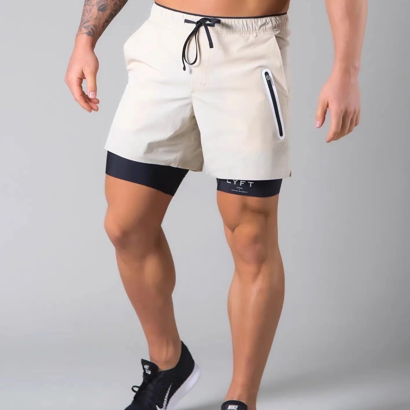 Herren Sportshorts mit integrierter Kompressionsshort für Training und Freizeit