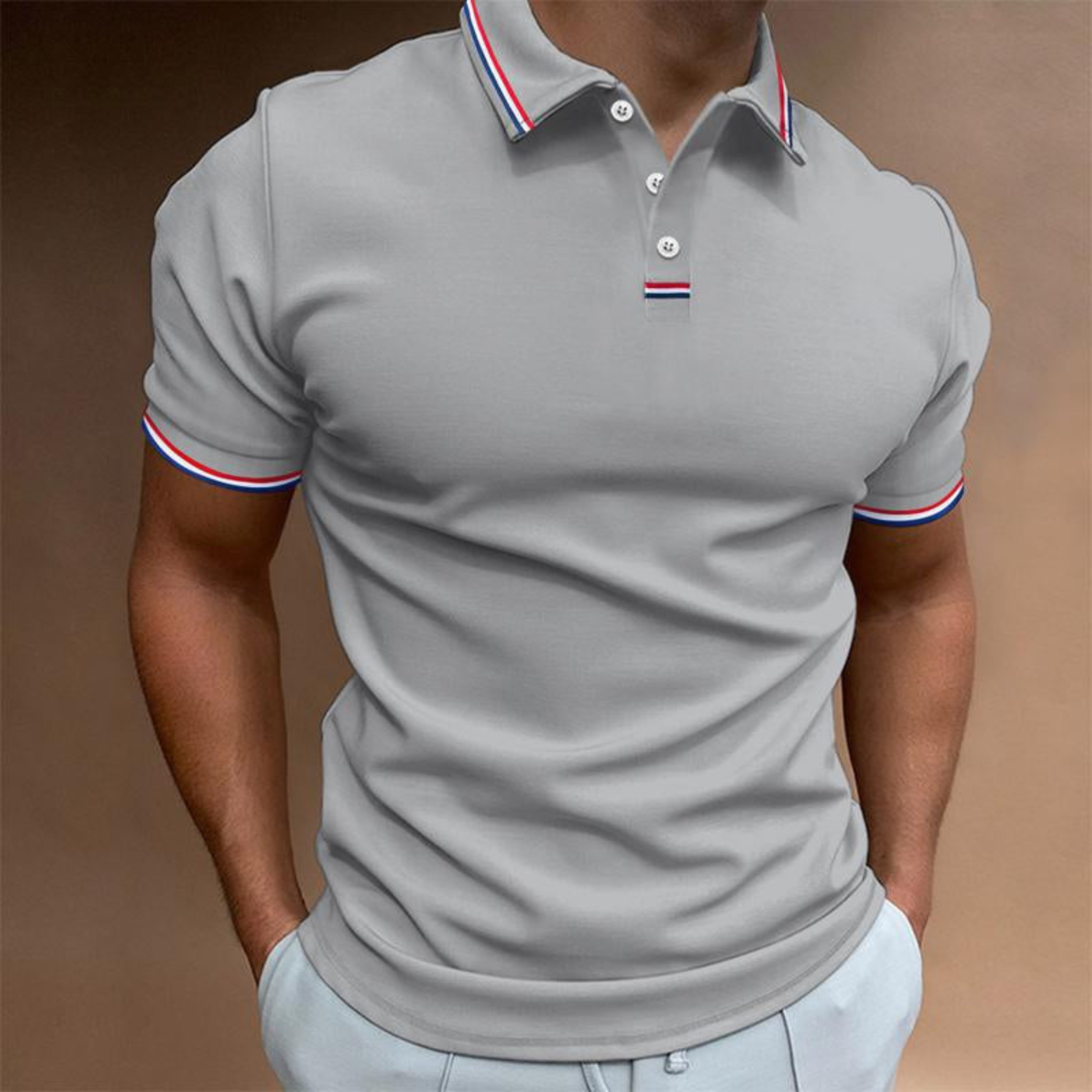 Herren Casual Slim Fit Kurzarm Poloshirt