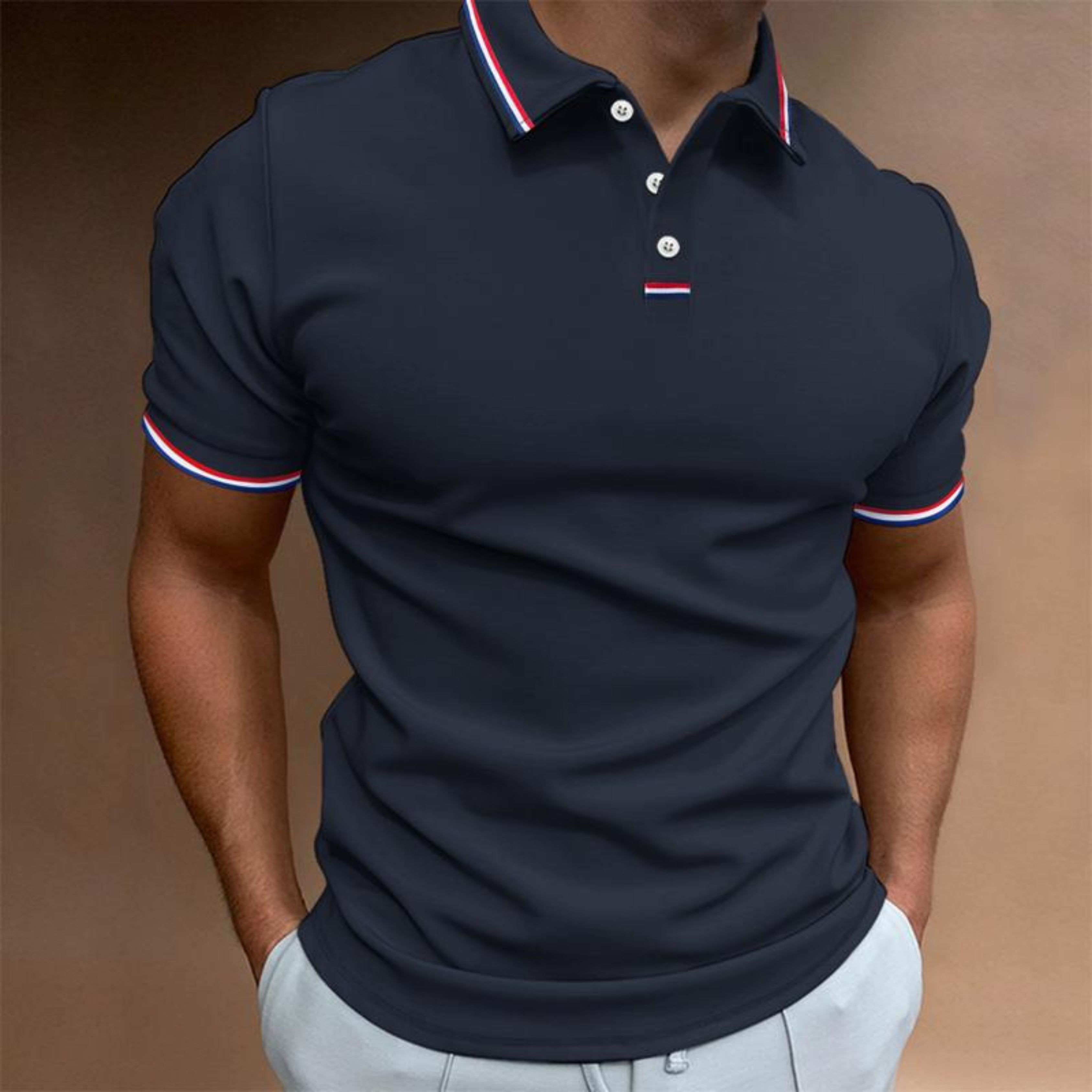 Herren Casual Slim Fit Kurzarm Poloshirt