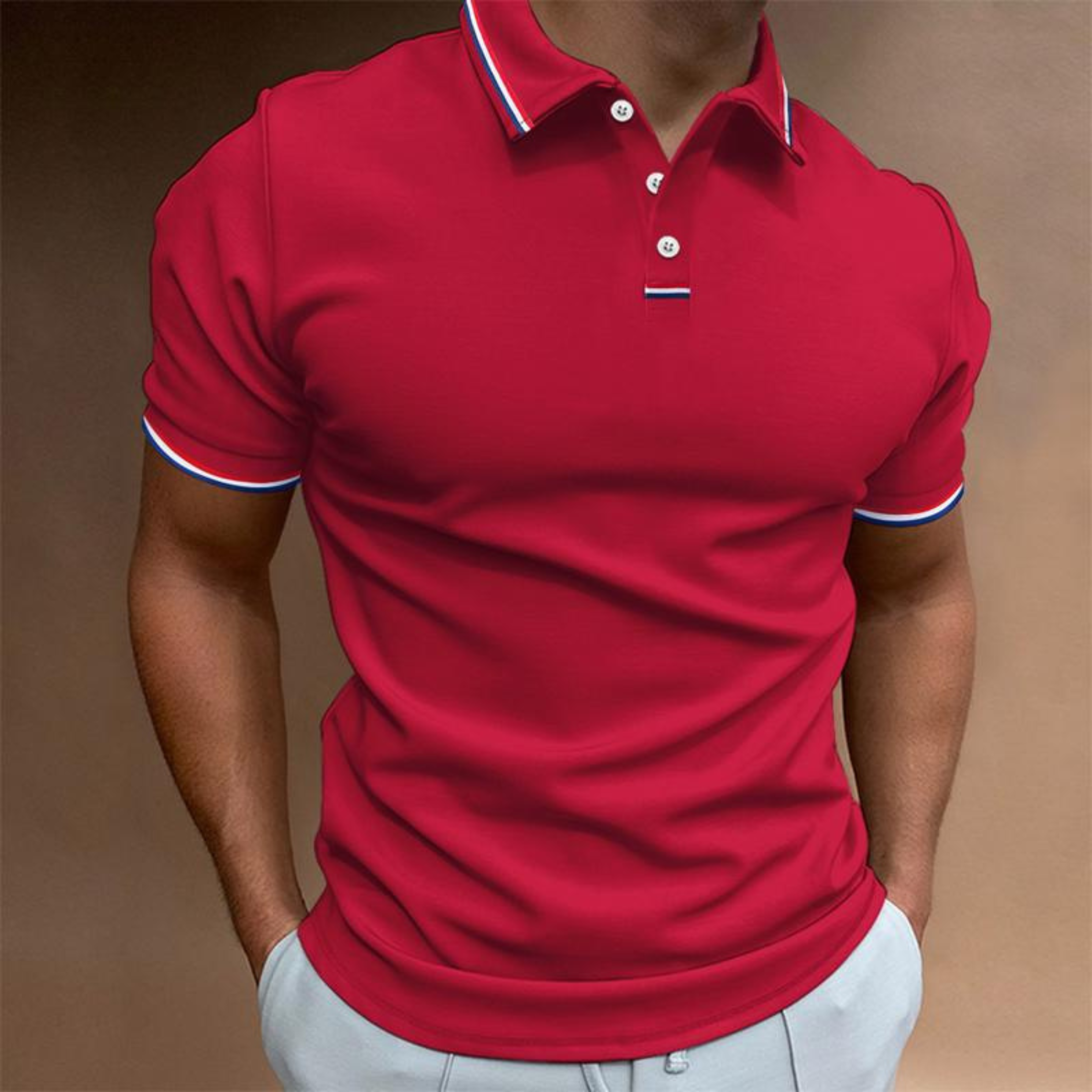 Herren Casual Slim Fit Kurzarm Poloshirt