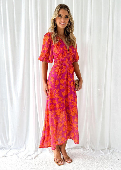 Charlotte | Damen V-Ausschnitt Blumenmuster Sommerkleid