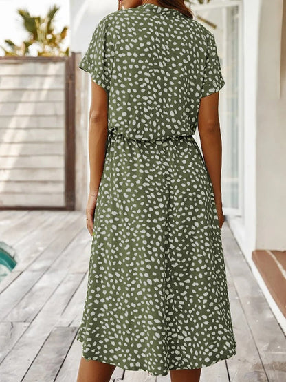 Anna | Damen Lässiges Bedrucktes Hemdkleid