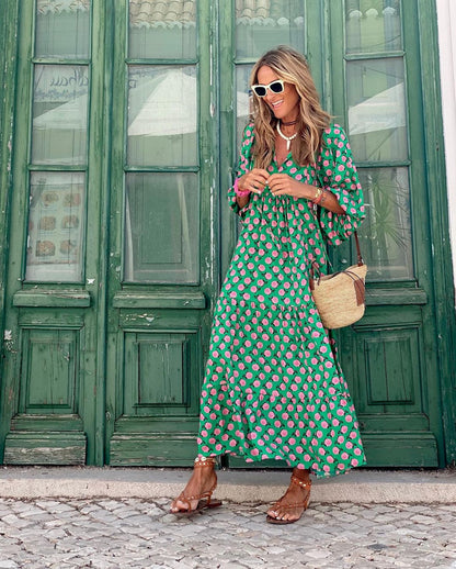 Damen Boho Gedruckt Sommerkleid
