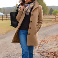 Elena | Damen Klassischer Knopf Mantel