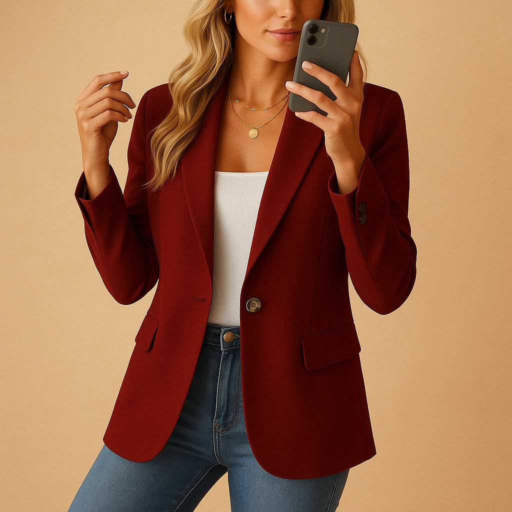 Damen Klassischer Slim Fit Business Blazer mit Knopfverschluss | Frühjahr