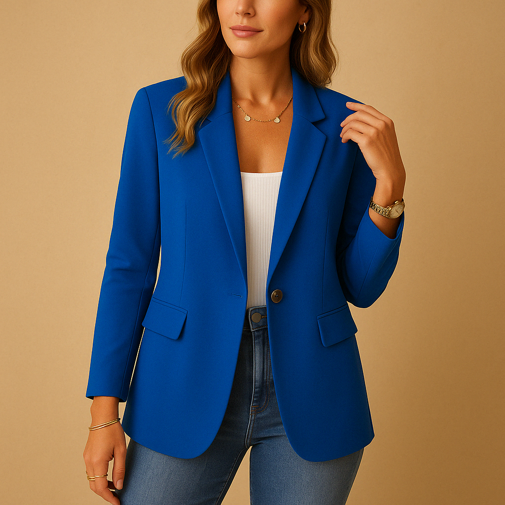 Damen Klassischer Slim Fit Business Blazer mit Knopfverschluss | Frühjahr