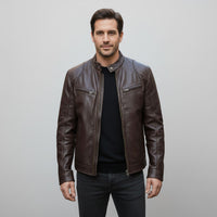 Ralf | Herren Leder-Bikerjacke mit Reissverschluss