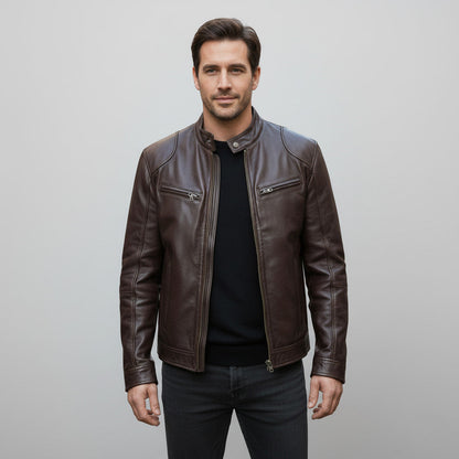 Ralf | Herren Leder-Bikerjacke mit Reissverschluss