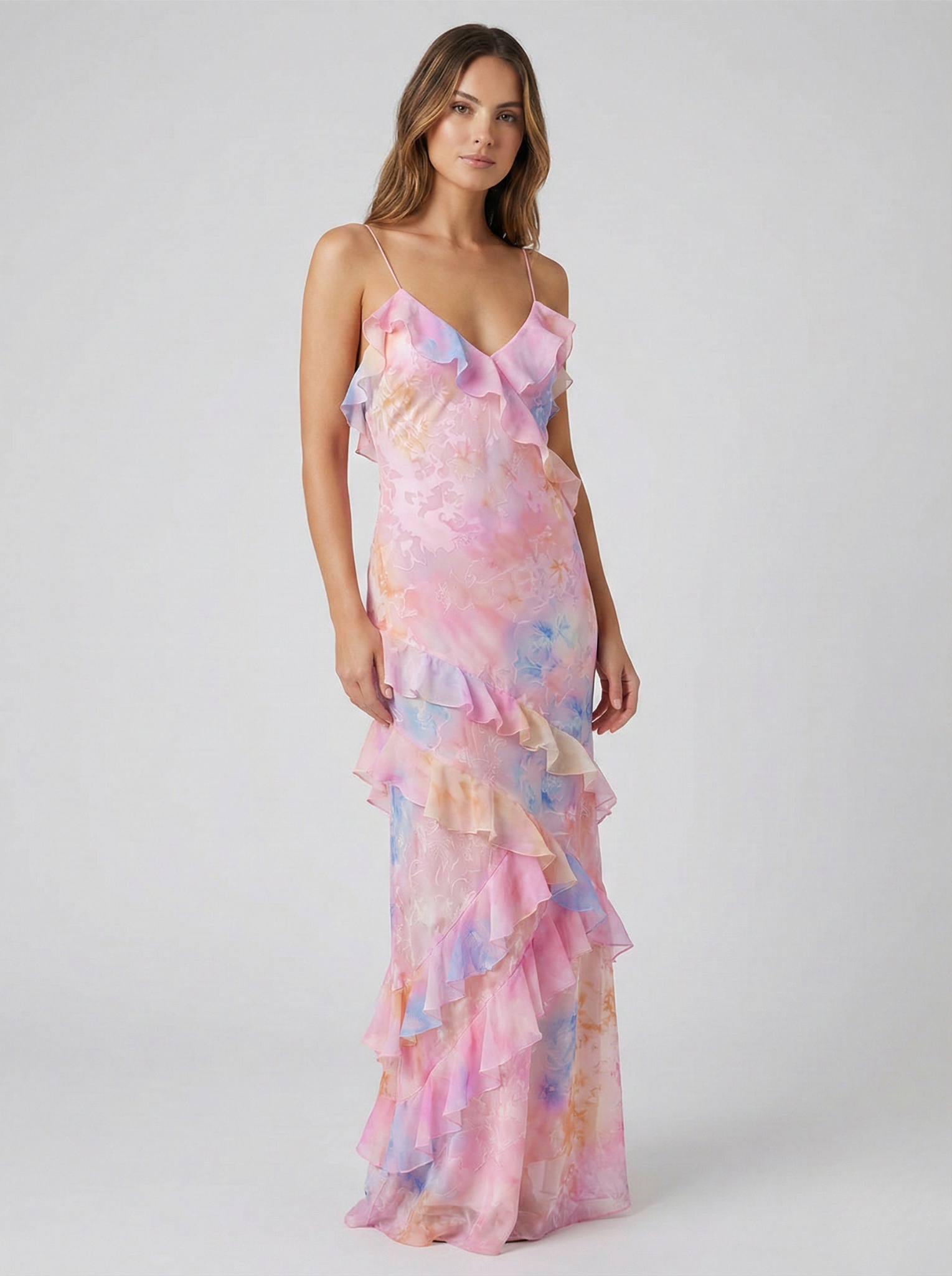 Damen Spaghettiträgern Sommer Maxikleid