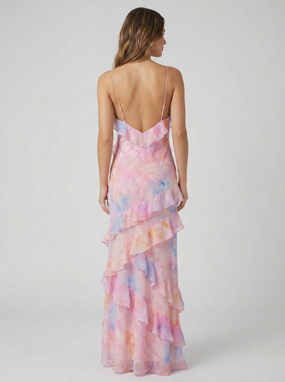 Sarah | Damen Spaghettiträgern Sommer Maxikleid