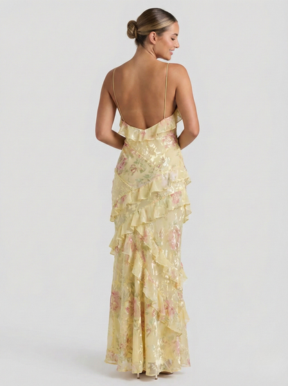 Sarah | Damen Spaghettiträgern Sommer Maxikleid