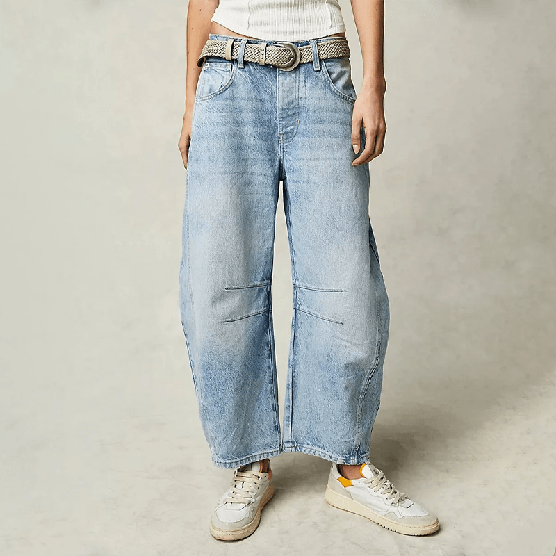 Damen High-Waist Jeans mit lockerer Passform und Reißverschluss