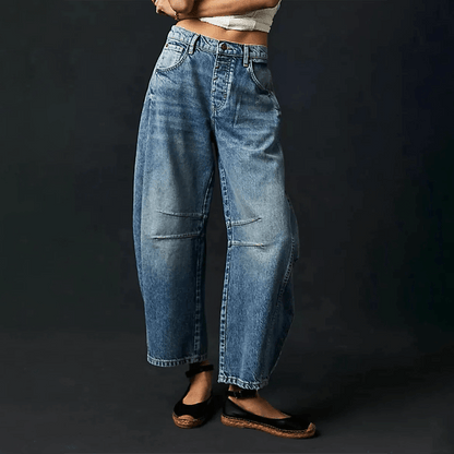 Damen High-Waist Cropped Jeans Hose
