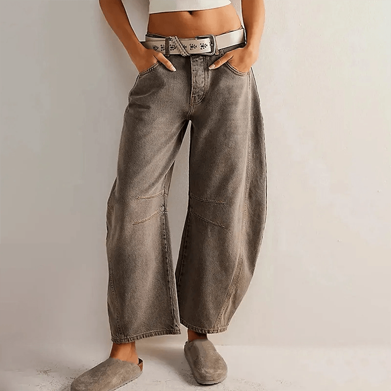 Damen High-Waist Jeans mit lockerer Passform und Reißverschluss