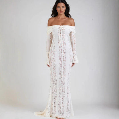 Damen Maxikleid im Off-Shoulder-Stil für Hochzeitsgäste