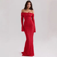 Damen Maxikleid im Off-Shoulder-Stil für Hochzeitsgäste