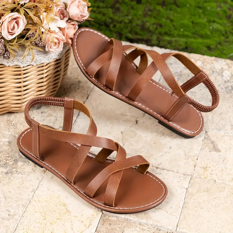 Damen  Kreuzriemen Fersenband Sandalen