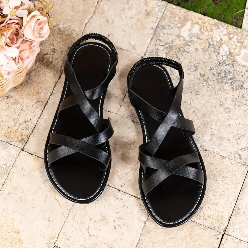 Damen  Kreuzriemen Fersenband Sandalen