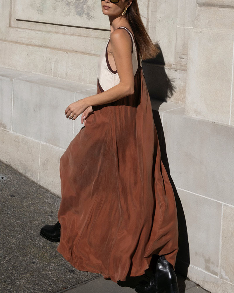 Damen V-Ausschnitt Sommer Maxikleid