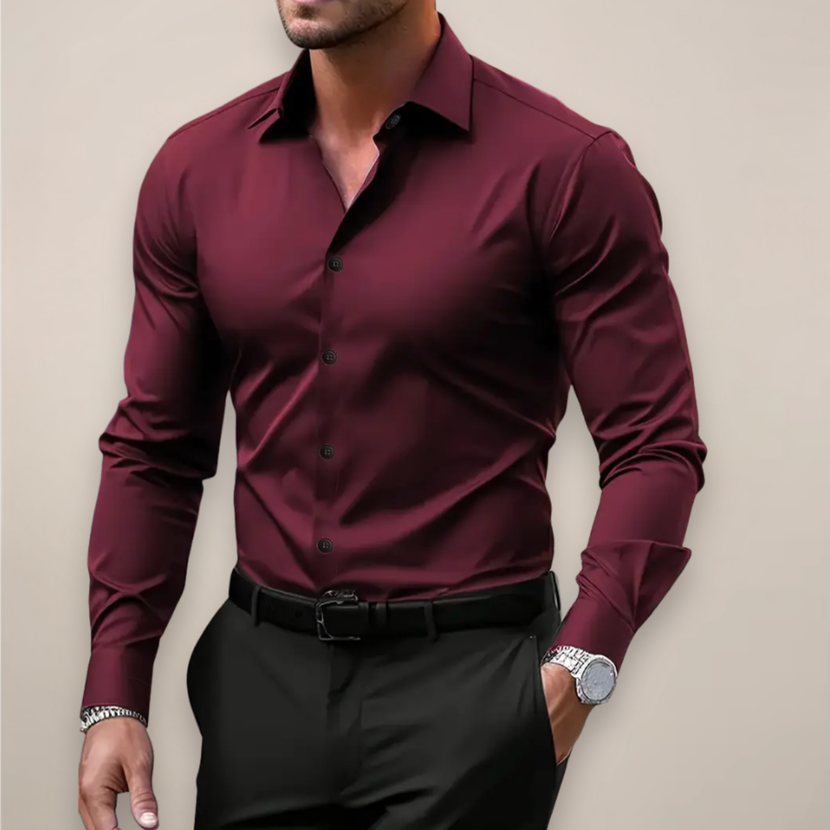 Herren Slim Fit Frühjahrshemd mit Hemdkragen