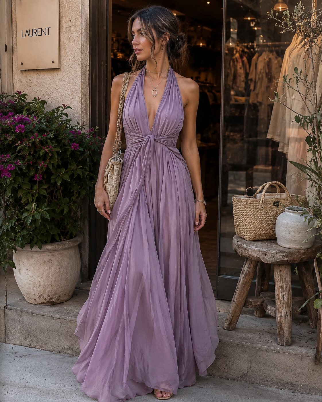 Rahel | Damen Sommer Fließendes Maxikleid