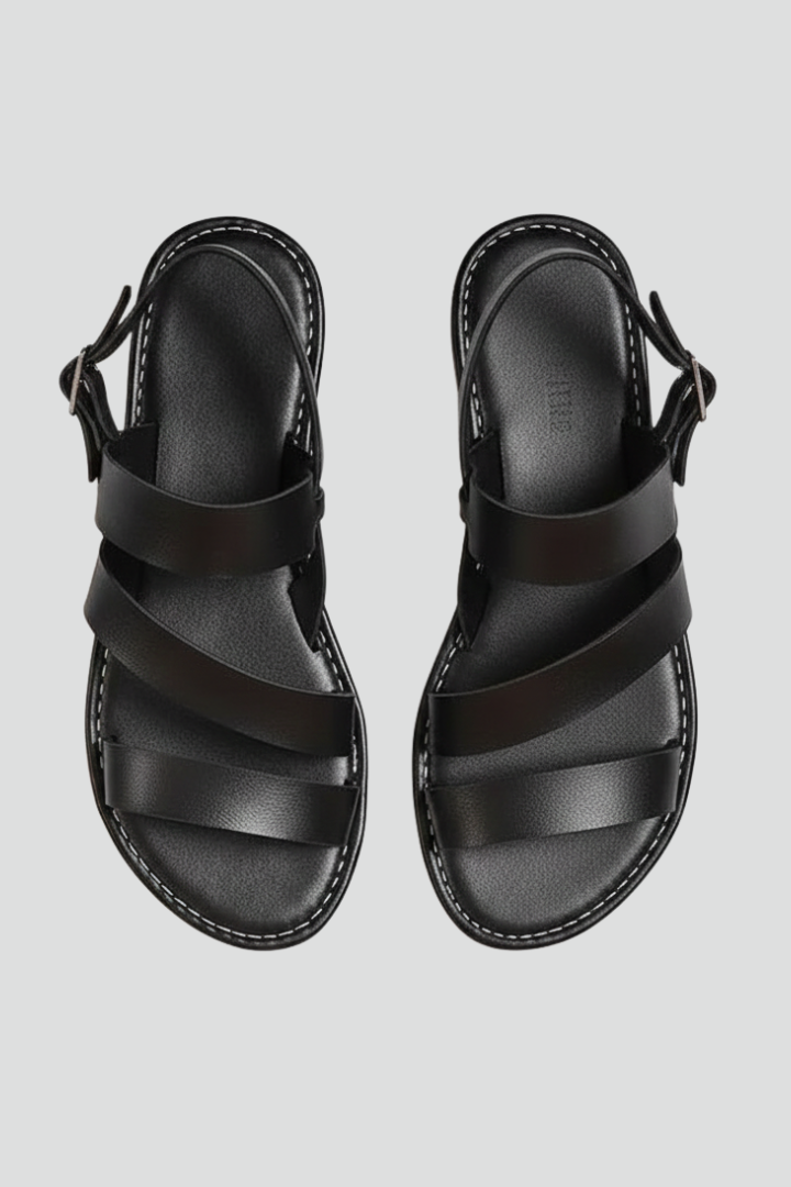 Damen Modern Flache Sandalen mit Fersenriemen