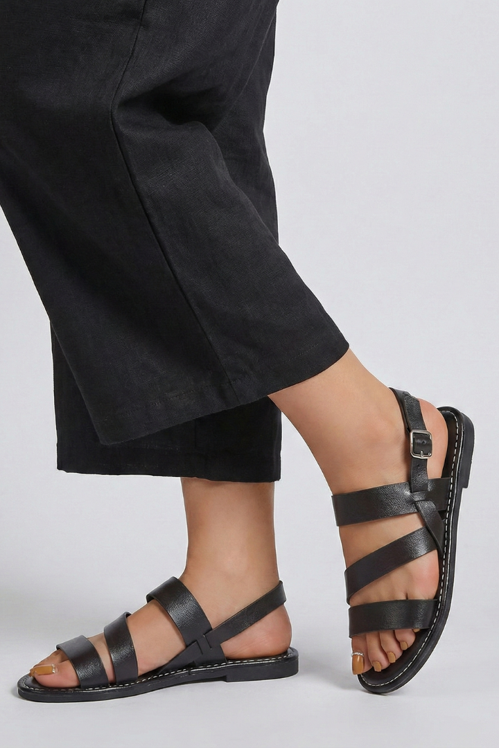 Damen Modern Flache Sandalen mit Fersenriemen