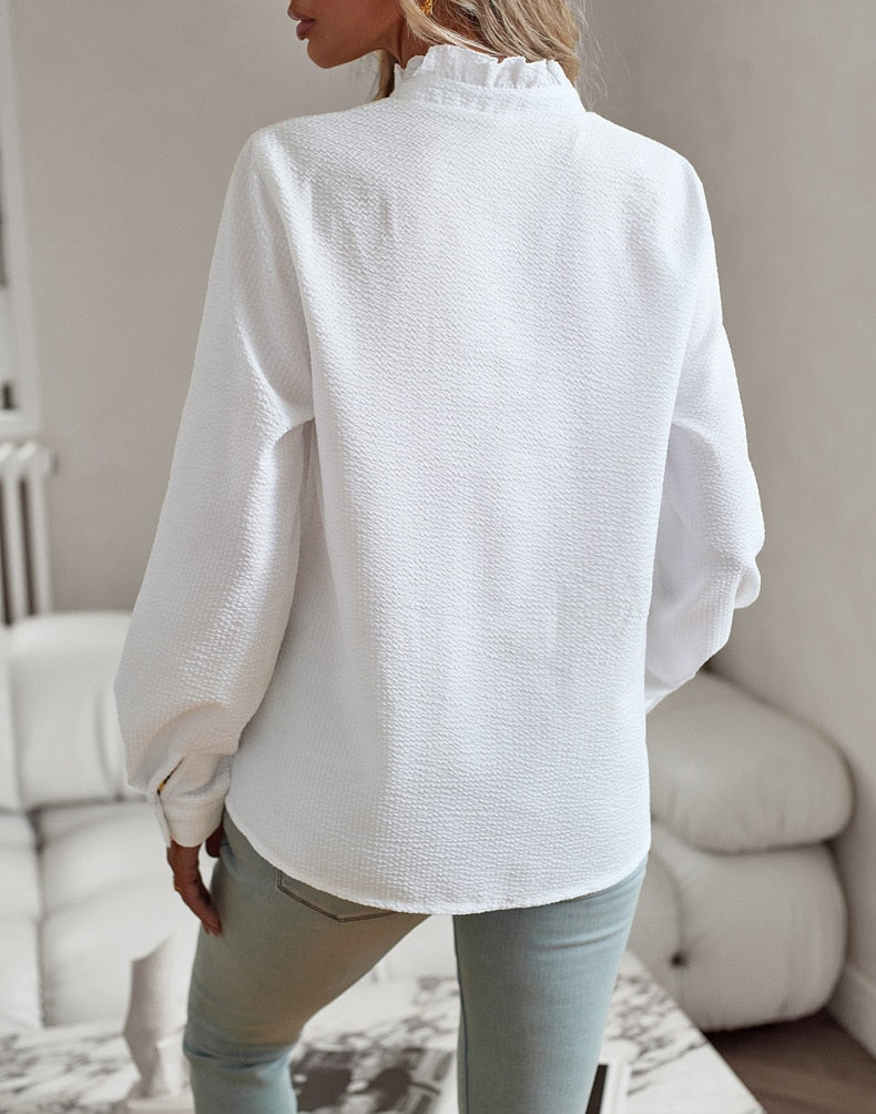 Damen Geknöpft Elegant Gestreift Bluse